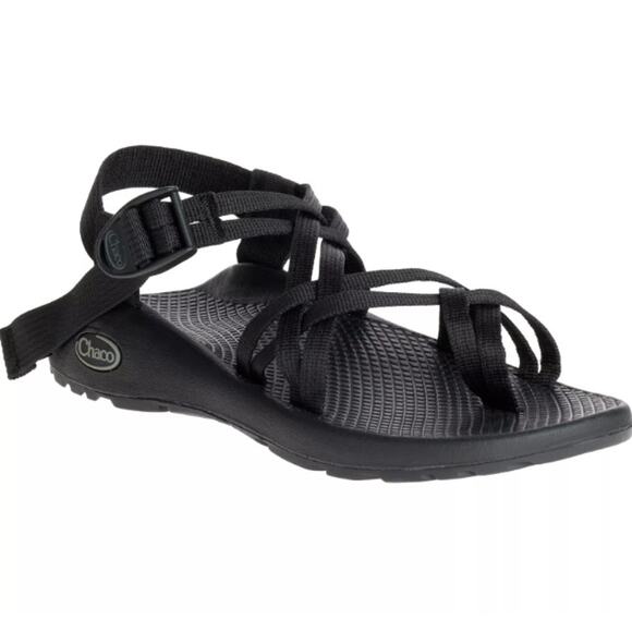 Chaco Z CLOUD X2 Sports Sandals LUVSEAT Open Toe Strappy Buckle Flats Black 7 - Picture 1 of 6